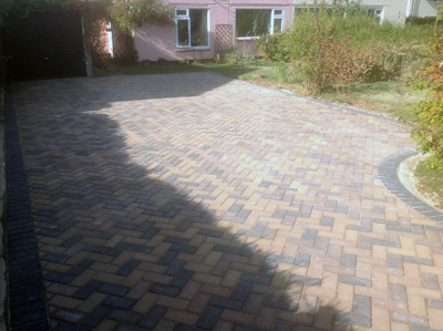 New driveway completed using Marshalls blocks and using a concrete sub base